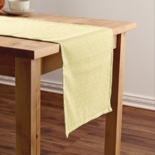 Chemin De Table Court Motif pois jaune pastel
