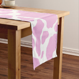 Chemin De Table Court Motif Poster de animal des points de vache rose