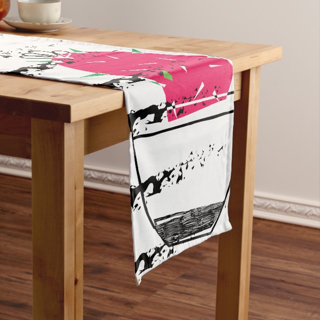Chemin De Table Court Motif rayé Cactus rose (In Situ)