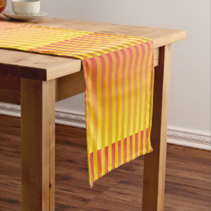 Chemin De Table Court Motif rayé orange jaune