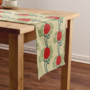 Chemin De Table Court Motif Rose de style Arts et Métiers vintages