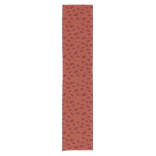 Chemin De Table Court Motif rouge de feuille sur l'orange