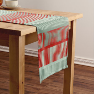 Chemin De Table Court Motif rouge et vert rayé