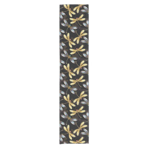 Chemin De Table Court Motif sans couture avec libellules d'or