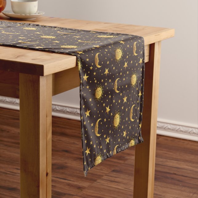Chemin De Table Court Motif Sun et Moon (In Situ)