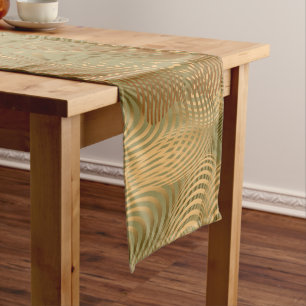 Chemin De Table Court Motif tourbillonnant abstrait en vert olive