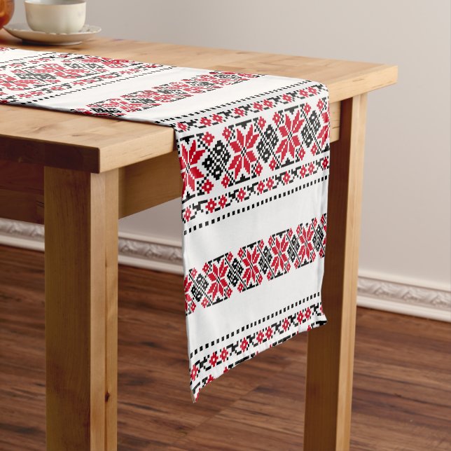 Chemin De Table Court Motif traditionnel roumain "Les Etoiles" (In Situ)