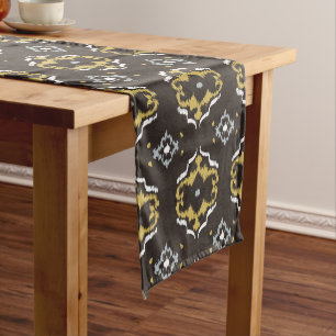 Chemin De Table Court Motif tribal chic jaune brun ikat