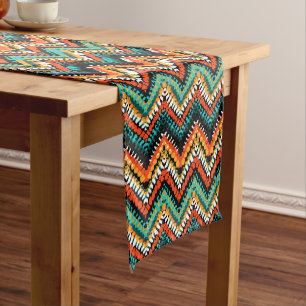 Chemin De Table Court Motif tribal indigène ethnique audacieux