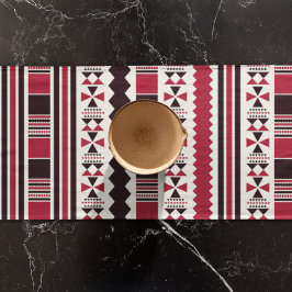 Chemin De Table Court Motif tribal rouge et noir