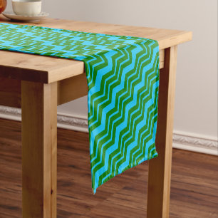 Chemin De Table Court Motif zigzag chevron bleu vert