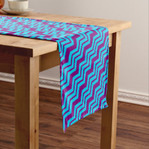Chemin De Table Court Motif zigzag chevron bleu violet