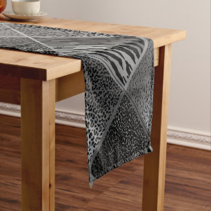Chemin De Table Court Motifs géométriques des animaux de Safari gris