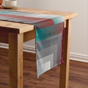 Chemin De Table Court N - Bourgogne gris turquoise