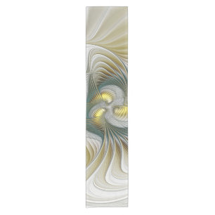 Chemin De Table Court Nobly Golden Turquoise Imaginaire Fractal Art