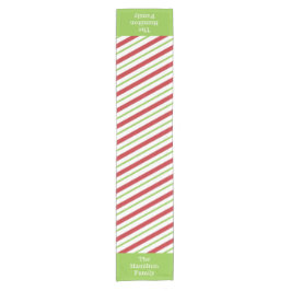 Chemin De Table Court Noël personnalisé rouge vert rayé