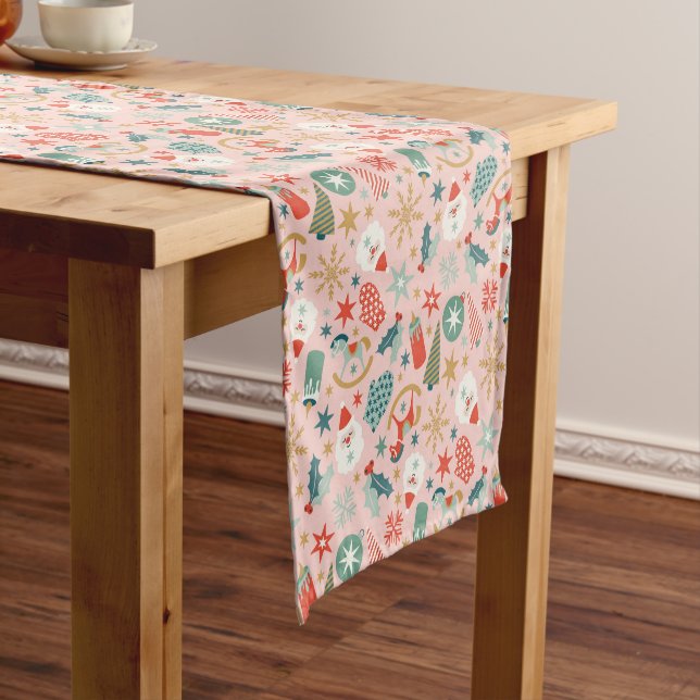 Chemin De Table Court Noël Retro Pastel (In Situ)
