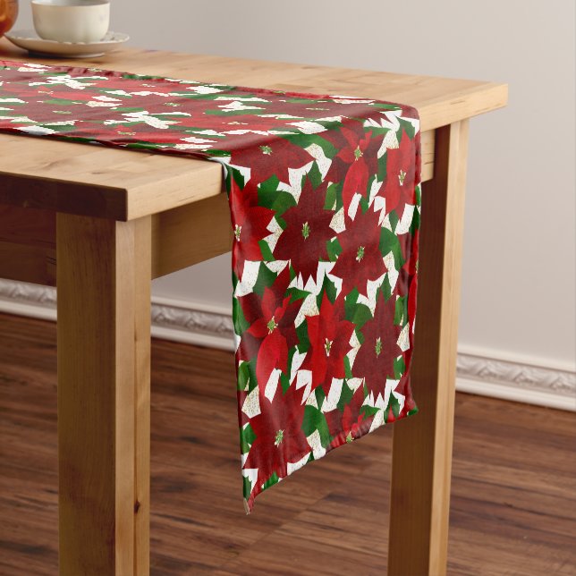 Chemin De Table Court Noël Rouge Poinsettia (In Situ)