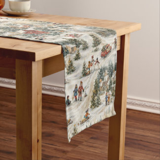 Chemin De Table Court Noël vintage au pays des merveilles d'hiver