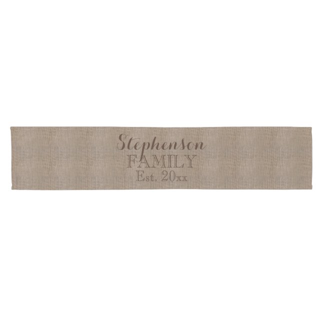 Chemin De Table Court Nom de famille Burlap Russe (Horizontal)