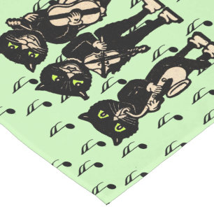Chemin De Table Court Notes musicales de Black Cats musicien vintage