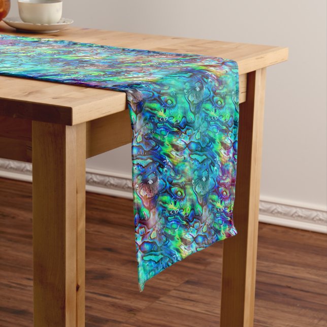 Chemin De Table Court Nouvelle-Zélande Abalone Paua Shell Motif 1 (In Situ)