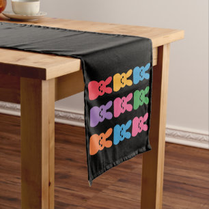 Chemin De Table Court Oeufs de lapin de Pâques Plaid Leopard