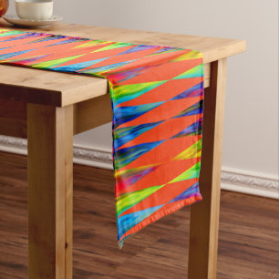 Chemin De Table Court [Orange ardente géométrique de harlequin de fies