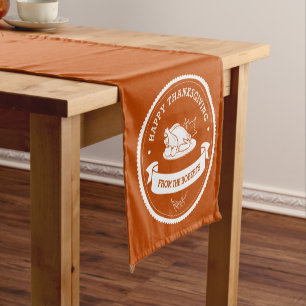 Chemin De Table Court Orange Thanksgiving personnalisé