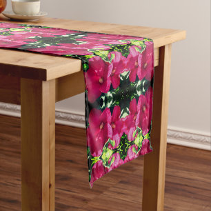 Chemin De Table Court Paire de fleurs rouge Hibiscus Motif Abstrait