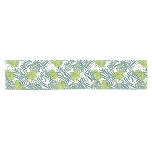 Chemin De Table Court Palm Tree Fronds Peinture hawaïenne (Horizontal)