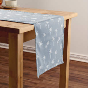 Chemin De Table Court Palmiers Boho Maison de Campagne Côtière Bleu Pous