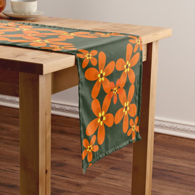 Chemin De Table Court papier peint rétro orange 1970 (In Situ)