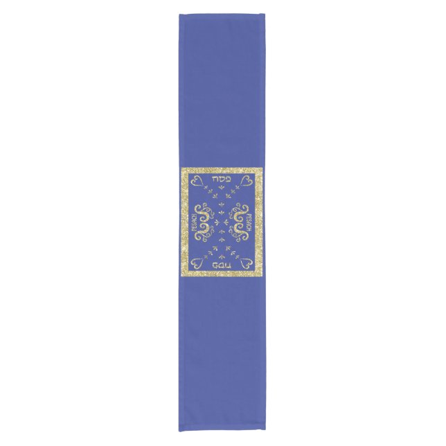 Chemin De Table Court Pâque Pesach bleu petit (Devant)