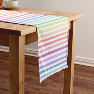 Chemin De Table Court Pâques Printemps Pastel Rainbow Stripes