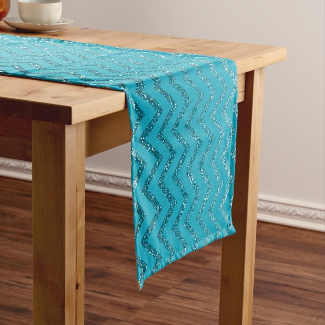 Chemin De Table Court Parties scintillant turquoise Frappes Noël (In Situ)