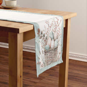 Chemin De Table Court Pastel Bloom Pâques Panier Brunch