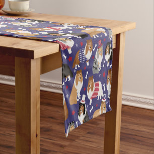 Chemin De Table Court Patriotique Sheltie Shetland Sheepdog