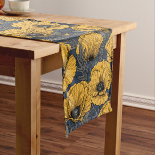 Chemin De Table Court Pavot jaune sur la marine
