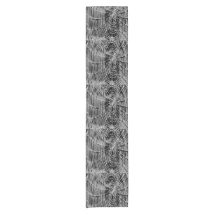 Chemin De Table Court Peinture Abstraite D'Une Cobweb Blanc Gris Sur Noi