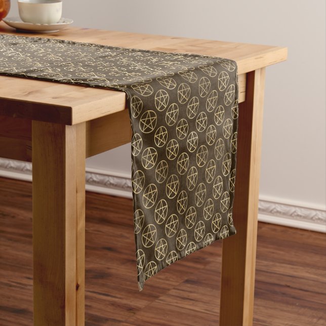 Chemin De Table Court Pentacules d'or Brown (In Situ)