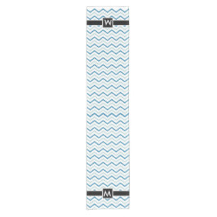 Chemin De Table Court Personnalisé Chevron Zigzag Aqua Blue