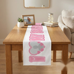 Chemin De Table Court Personnalisé J'aime mon petit ami – Ajouter une ph