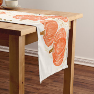 Chemin De Table Court PERSONNALISER Citrouilles d'aquarelle peinte à la