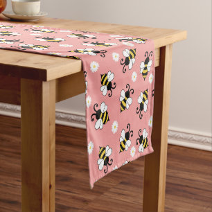 Chemin De Table Court Petites abeilles mignonnes et fleurs marguerites m