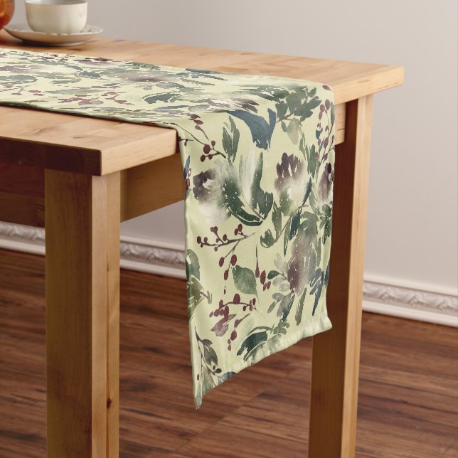 Chemin De Table Court Pin Trees Snow Holly (In Situ)