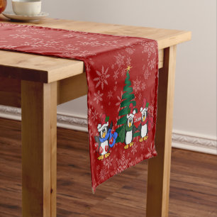 Chemin De Table Court Pingouins de Noël au joli dessin