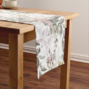 Chemin De Table Court PixDezines Aquarelle Dusty Rose Gomme Foliage