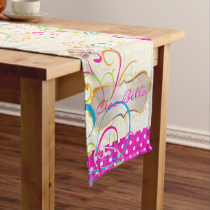 Chemin De Table Court PixDezines Dragonflies Rainbow Swirls