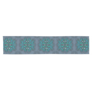Chemin De Table Court Plumes de paon mystique